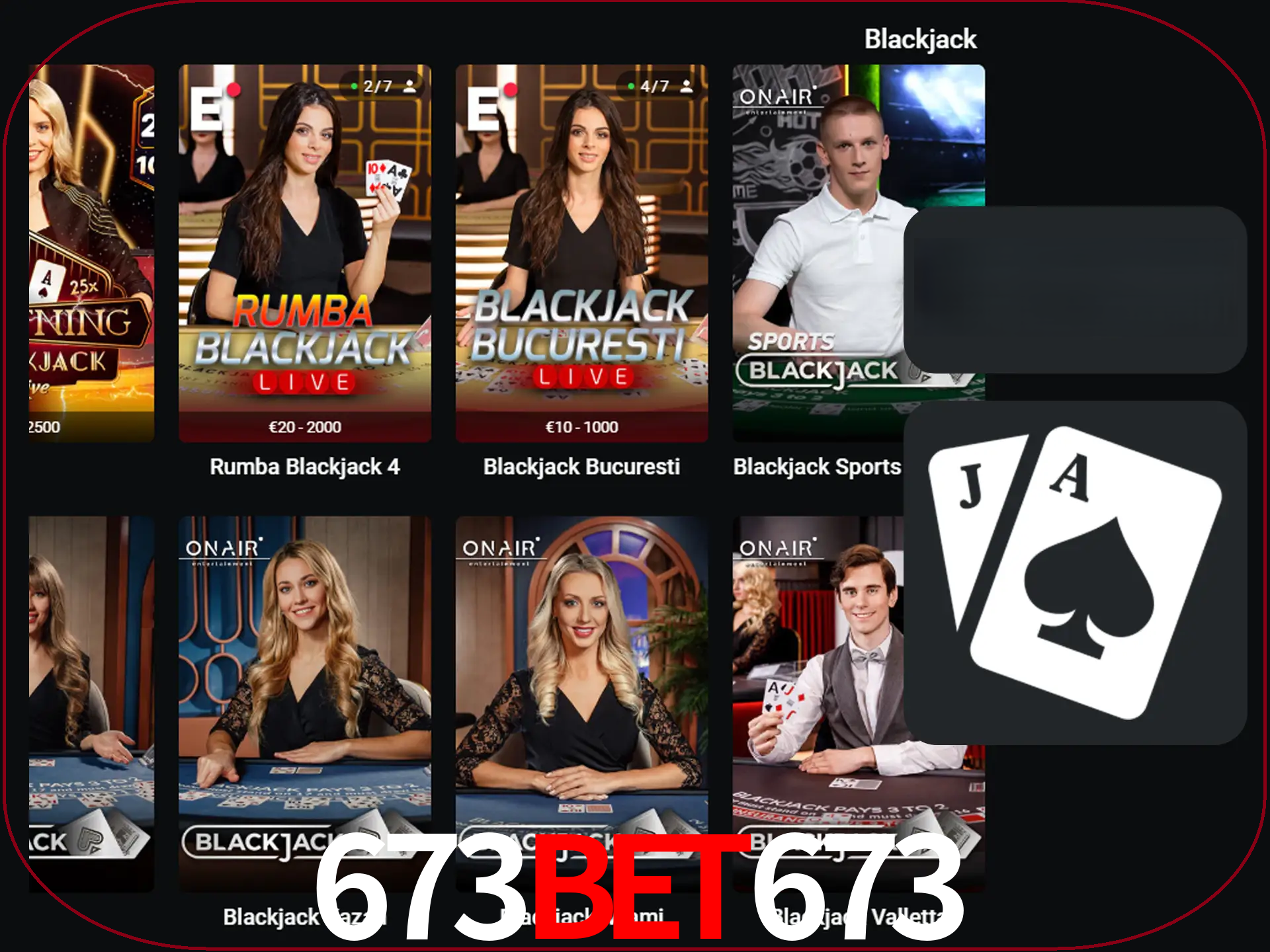 Escolha uma mesa completa de jogadores de blackjack.
